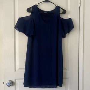 A. Byer Deep Blue Cold Shoulder Dress